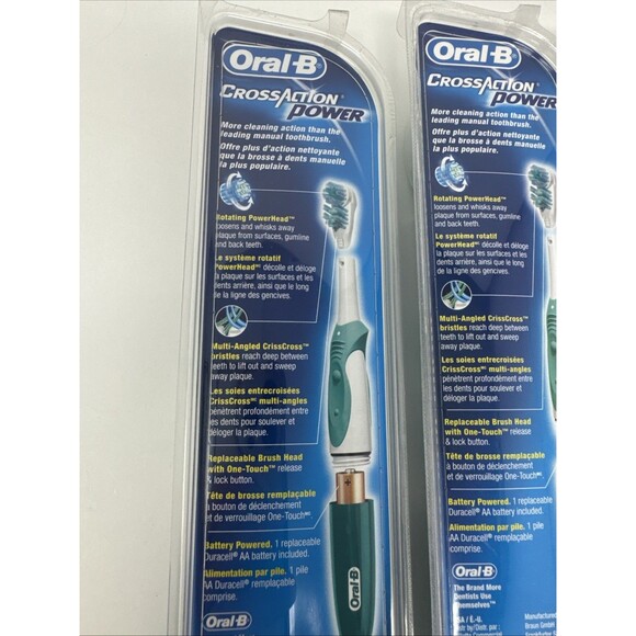 LOT OF 3 Oral B CrossAction Power Toothbrush Green AA Battery MEDIUM SEALED - Picture 6 of 6